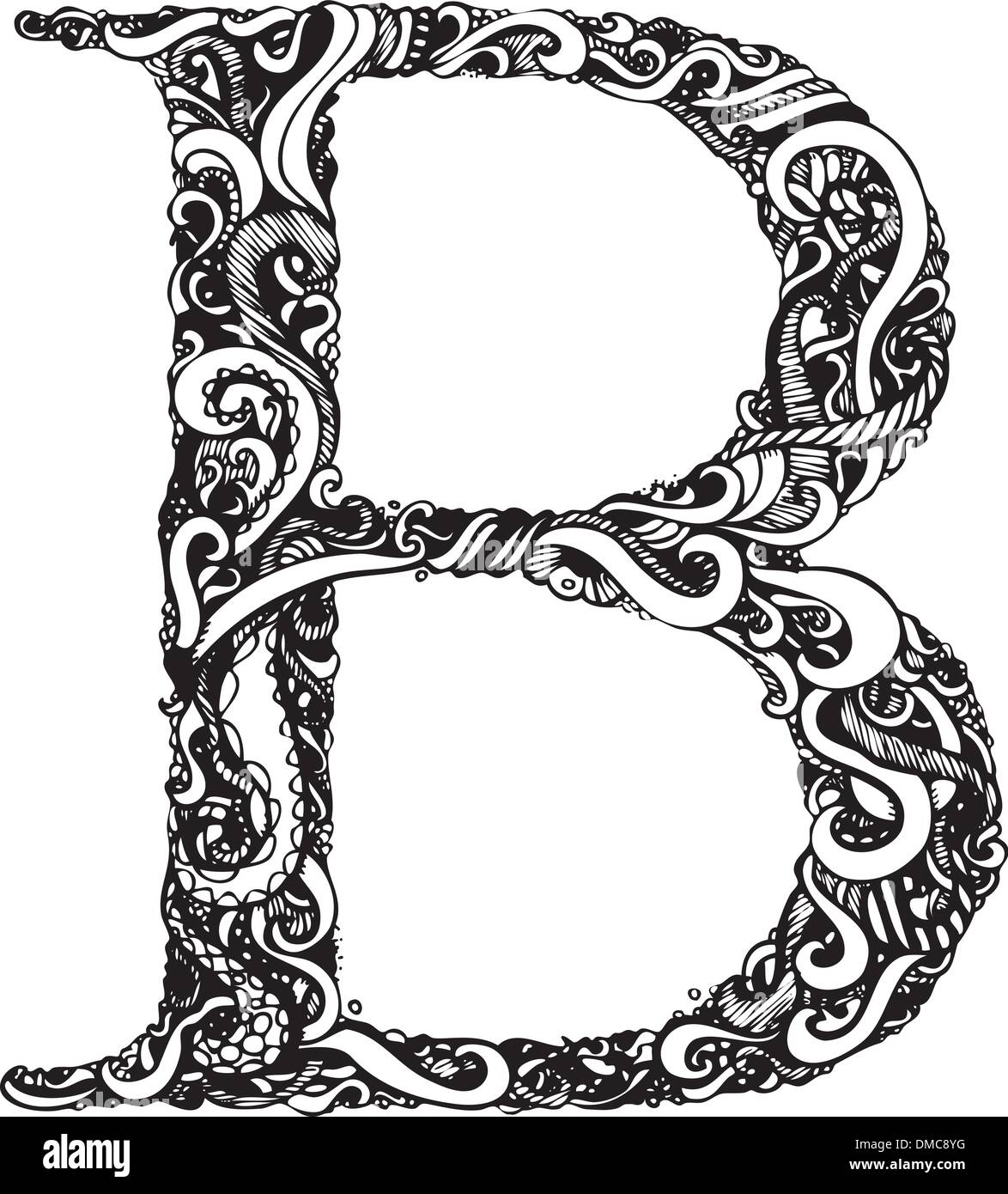 Capital Letter B - Elegant Vintage Swirly Style Stock Vector