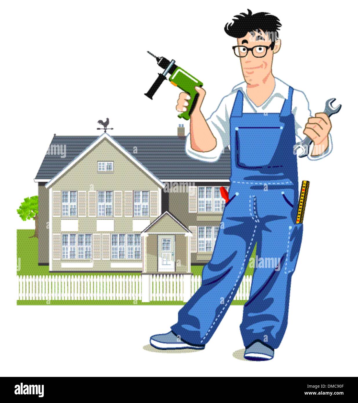 handyman with house Stock Vector