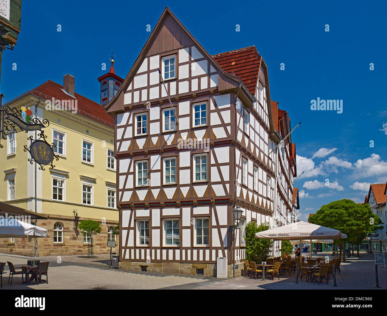 Half-timbered houses in the old town of Eschwege, Werra-Meissner district, Hesse, Germany Stock Photo