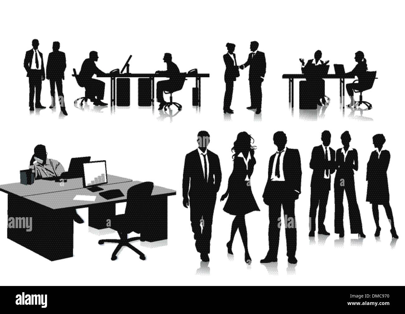 People Working In Office Black And White