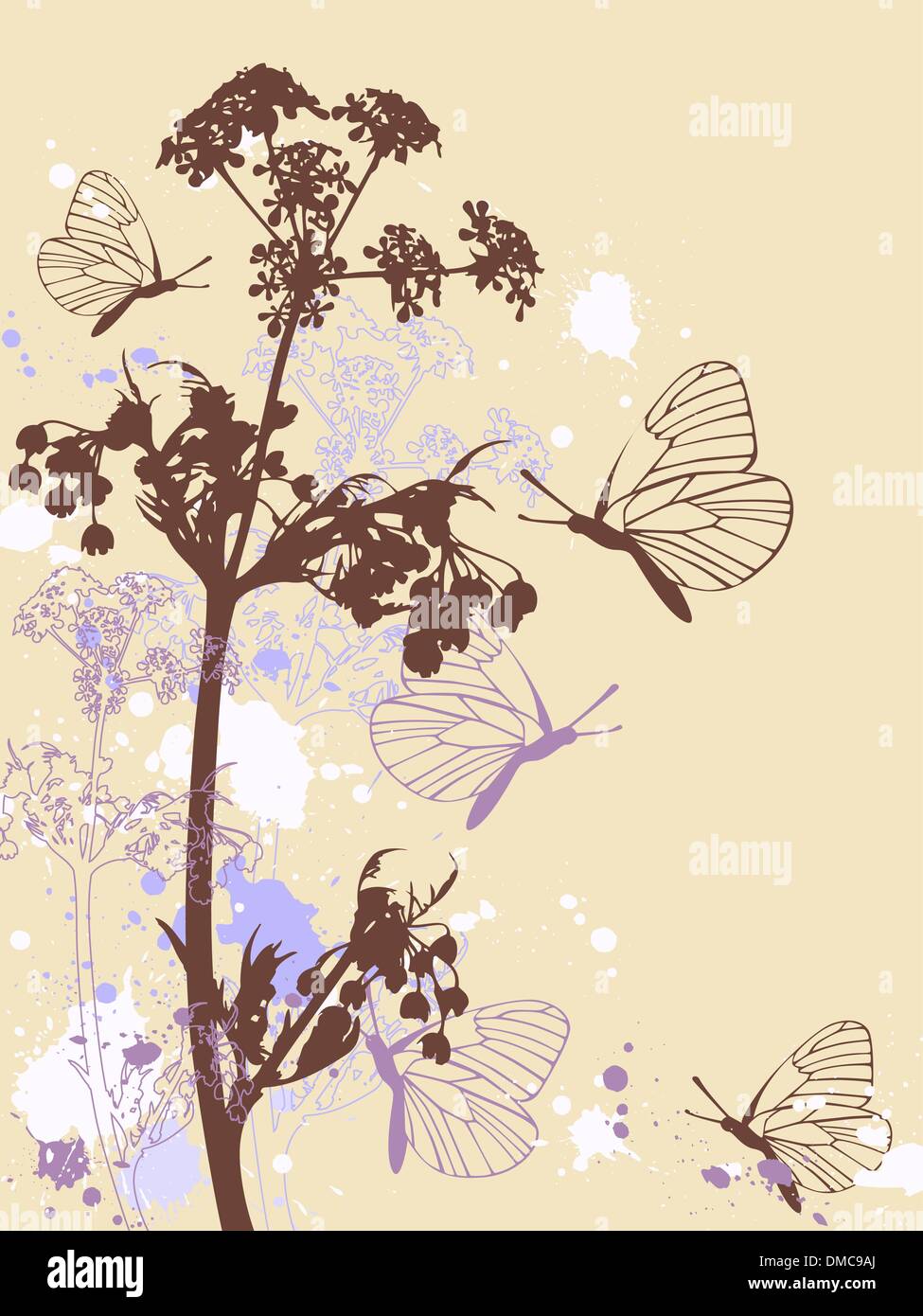 Background with flowers and butterflies Stock Vector Image & Art - Alamy