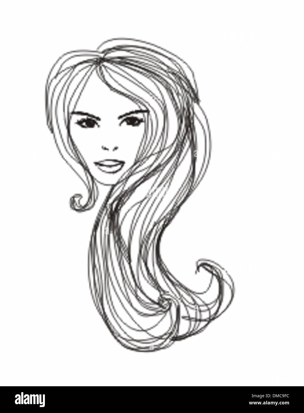 Abstract Beautiful Woman doodle Portrait Stock Vector Image &amp; Art - Alamy