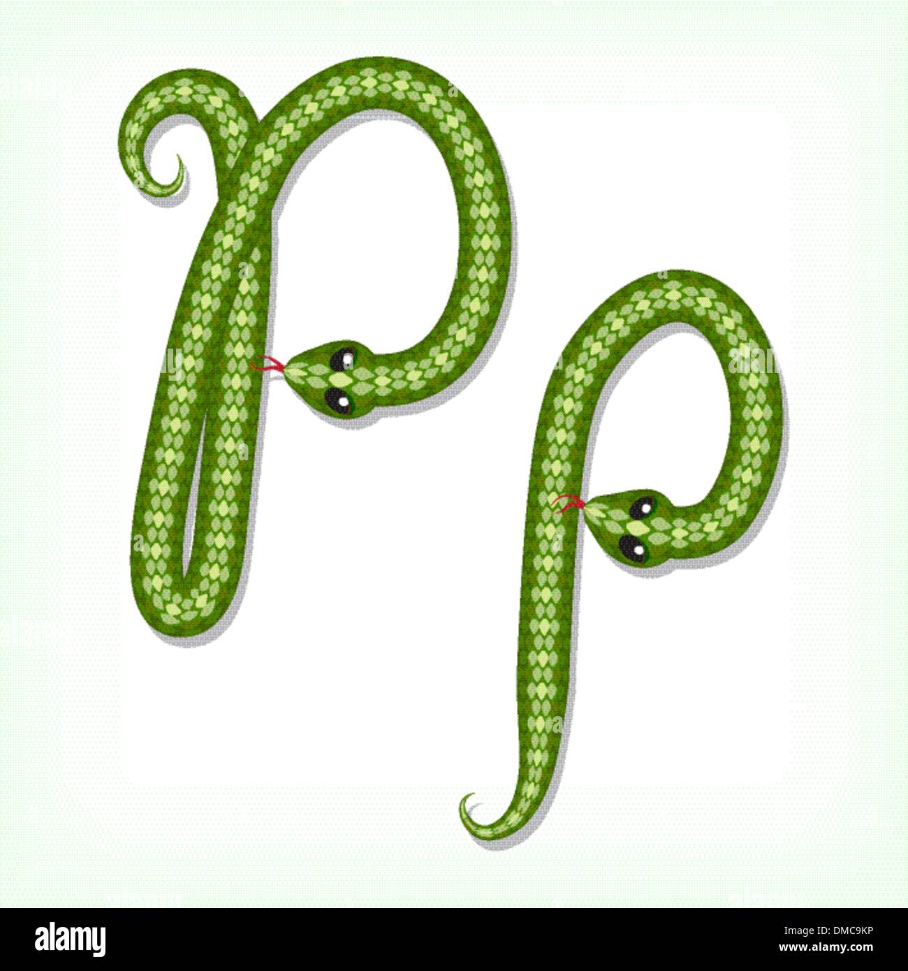 Snake font. Letter P Stock Vector