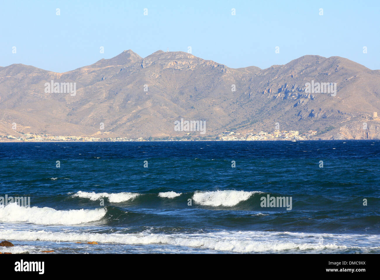 blue sea on the Mediterranean coast of Murcia, Spain Stock Photo