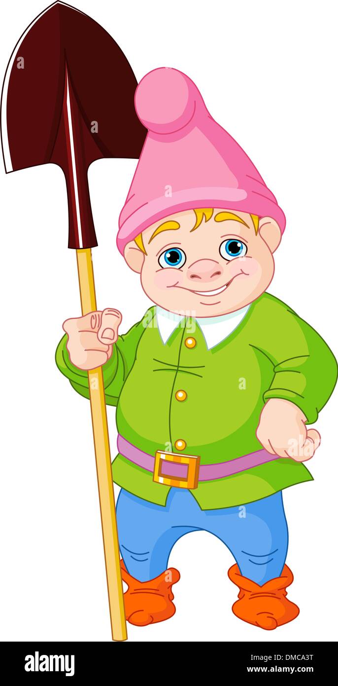 Garden Gnome with shovel Stock Vector