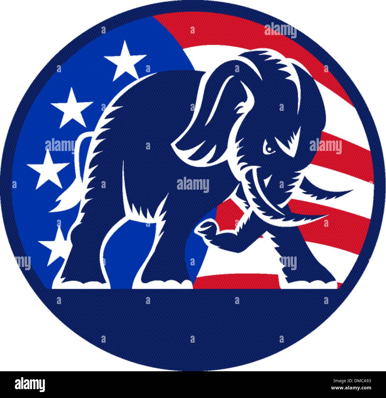 Republican Elephant Mascot USA Flag Stock Vector