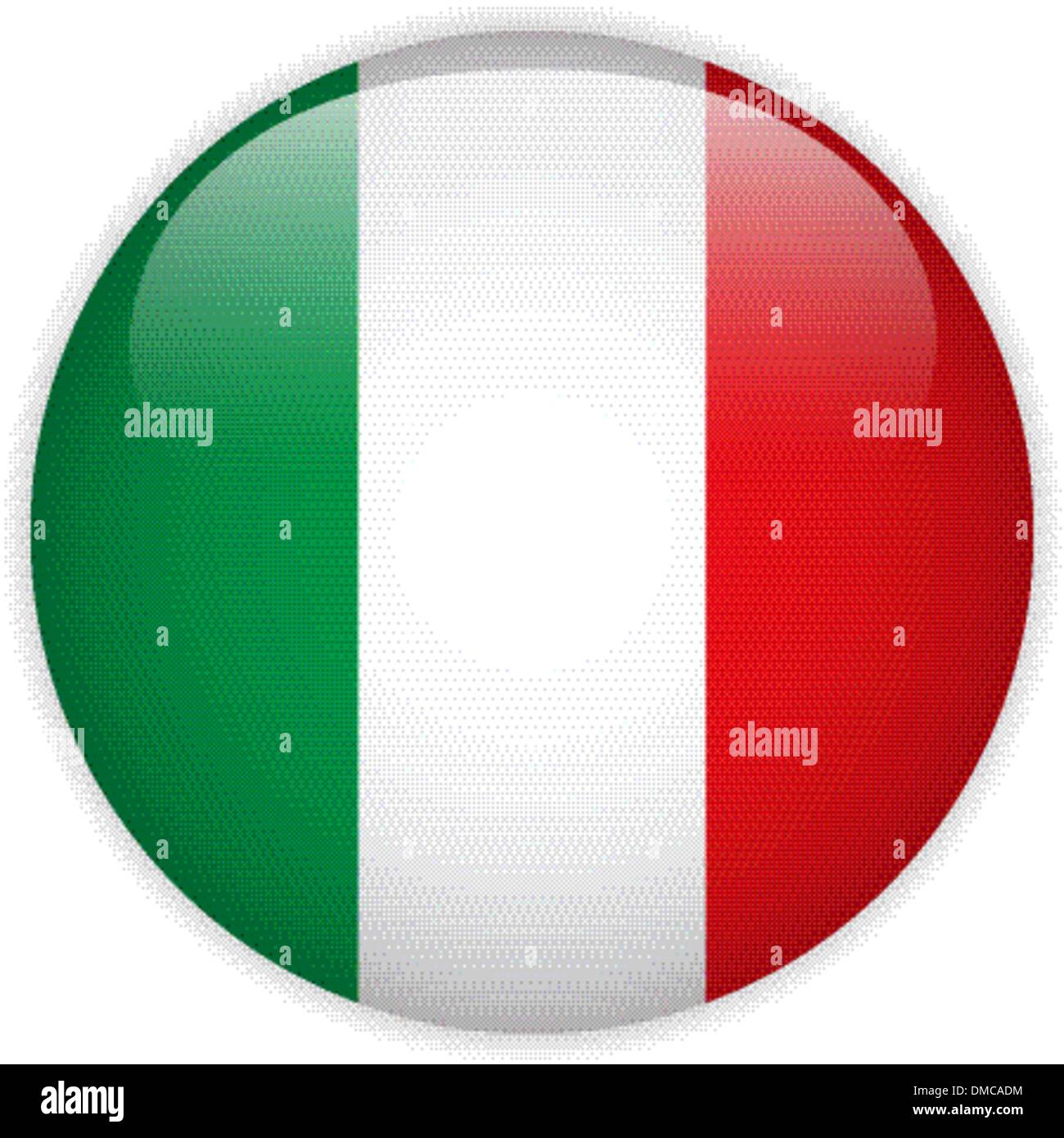 Italy Flag Glossy Button Stock Vector
