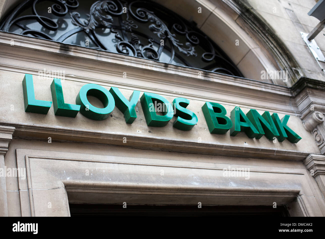 Lloyds Bank sign over bank entrance Stock Photo