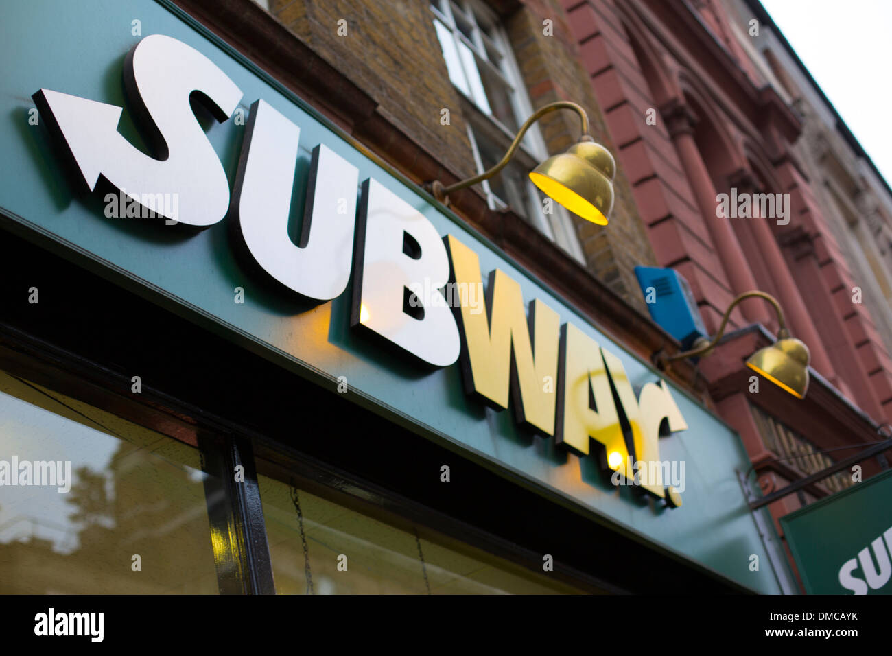 Sign above Subway sandwich outlet. Stock Photo