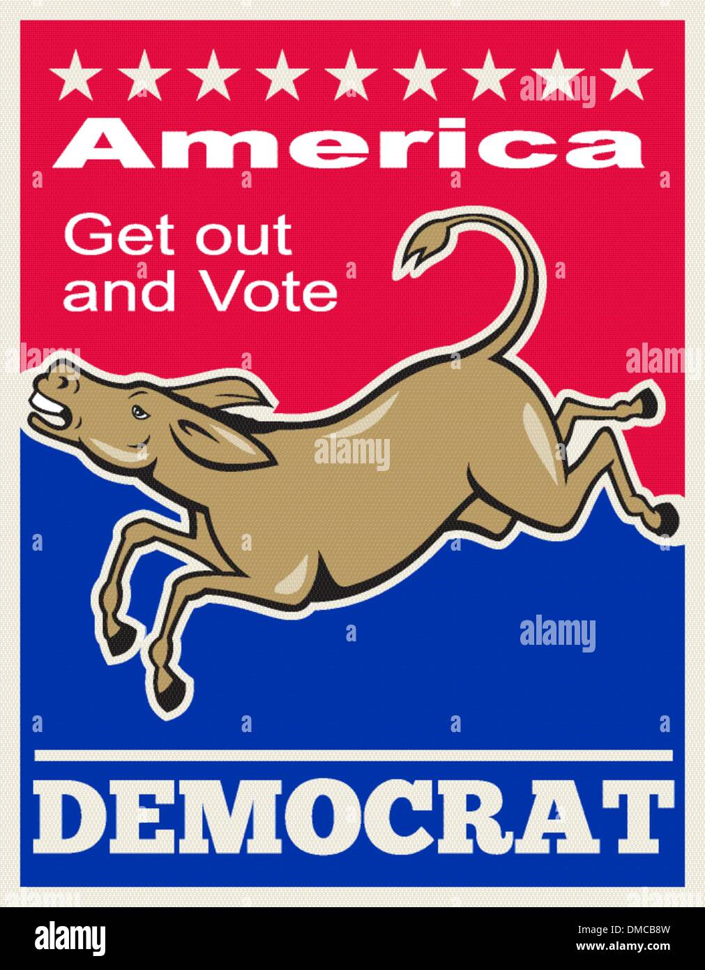 Democrat Donkey Mascot America Vote Stock Vector