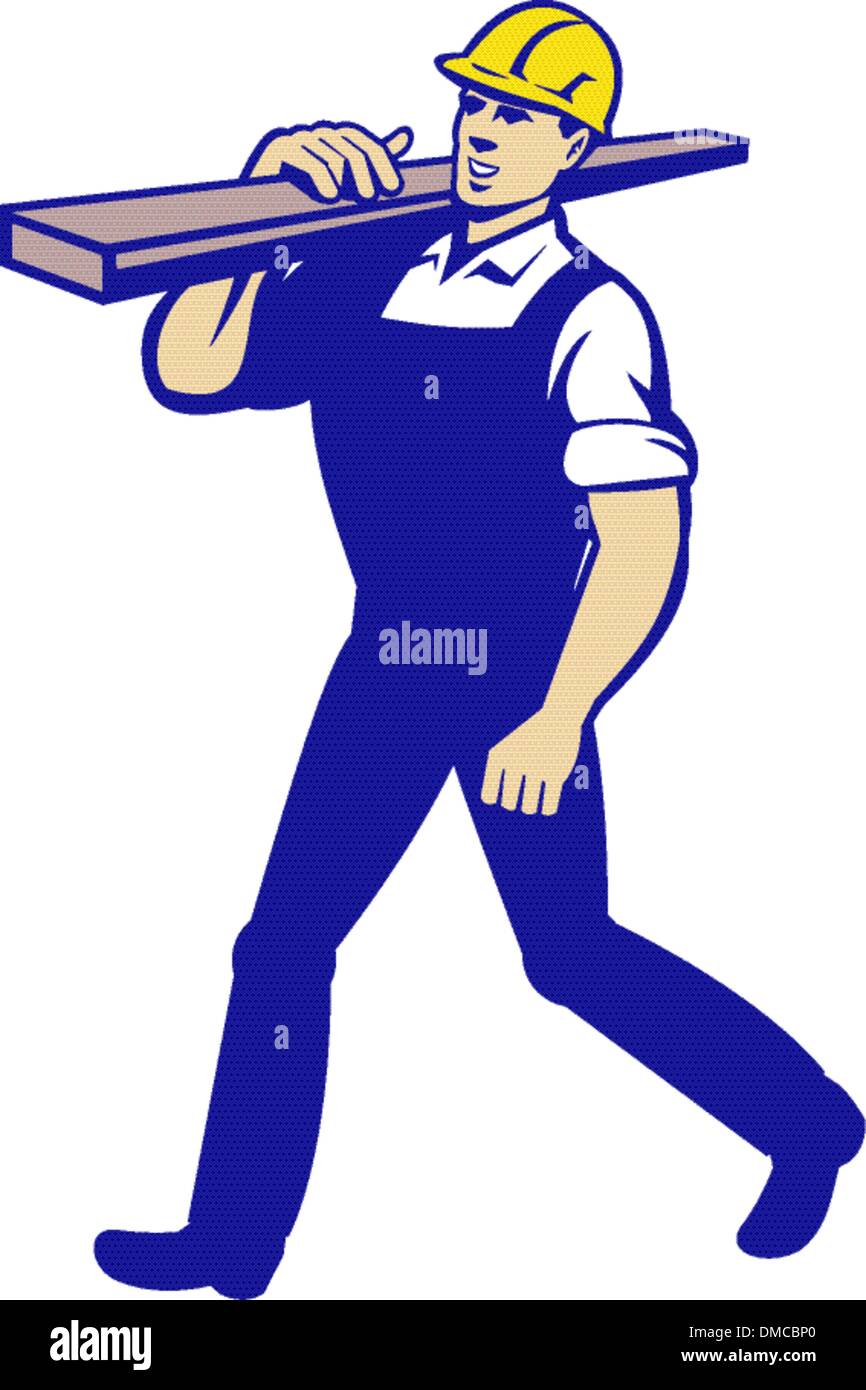 Carpenter Tradesman Carrying Timber Lumber Stock Vector Image & Art - Alamy