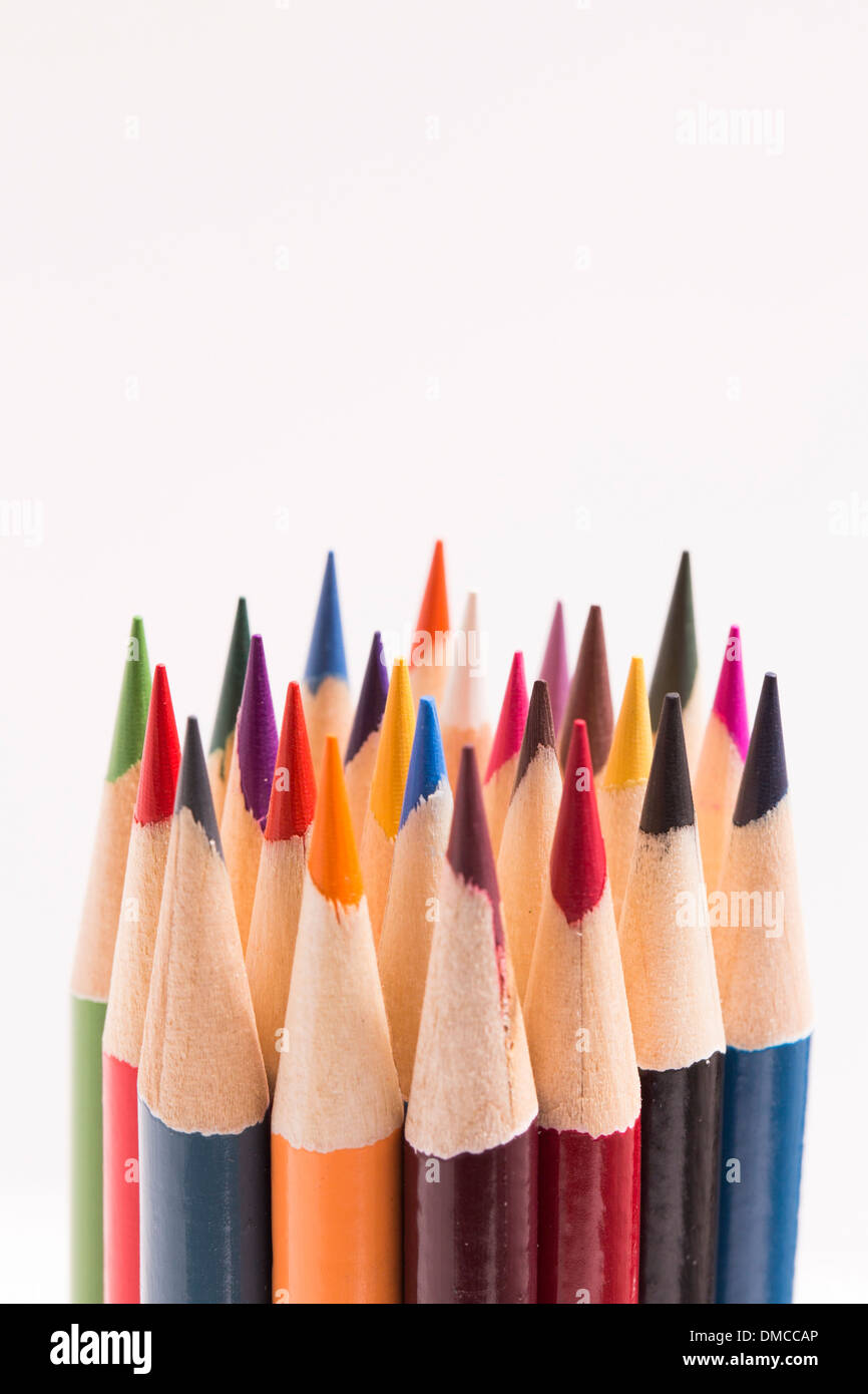 Colored pencils on white Stock Photo