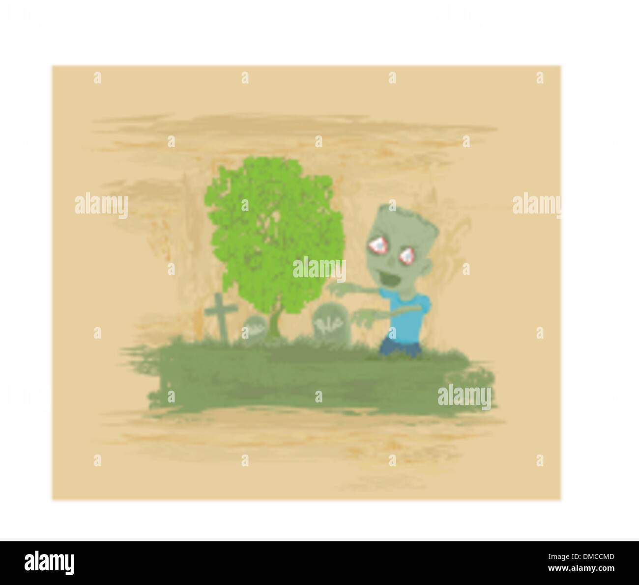 zombie coming out of his grave Stock Vector