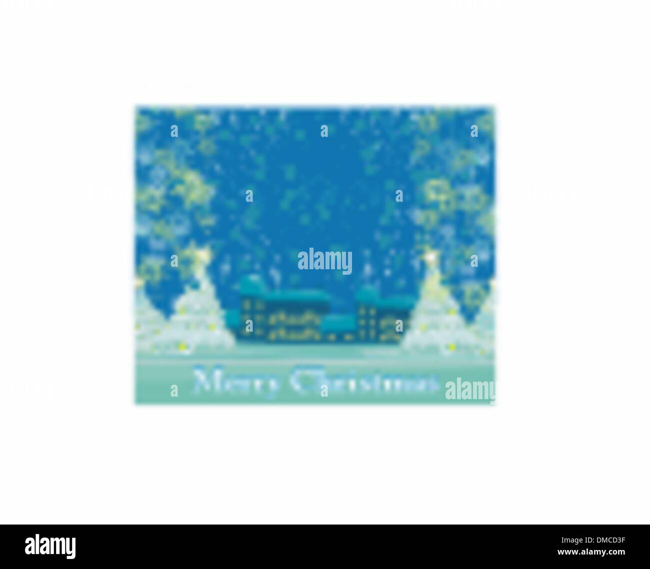 Christmas night in the village card Stock Vector