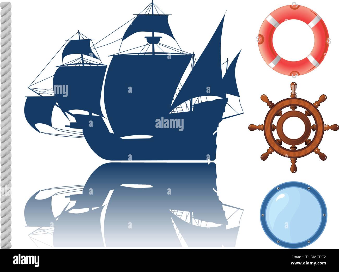set of marine objects Stock Vector