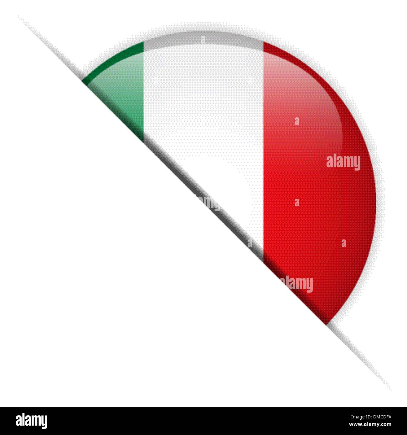 Italy Flag Glossy Button Stock Vector
