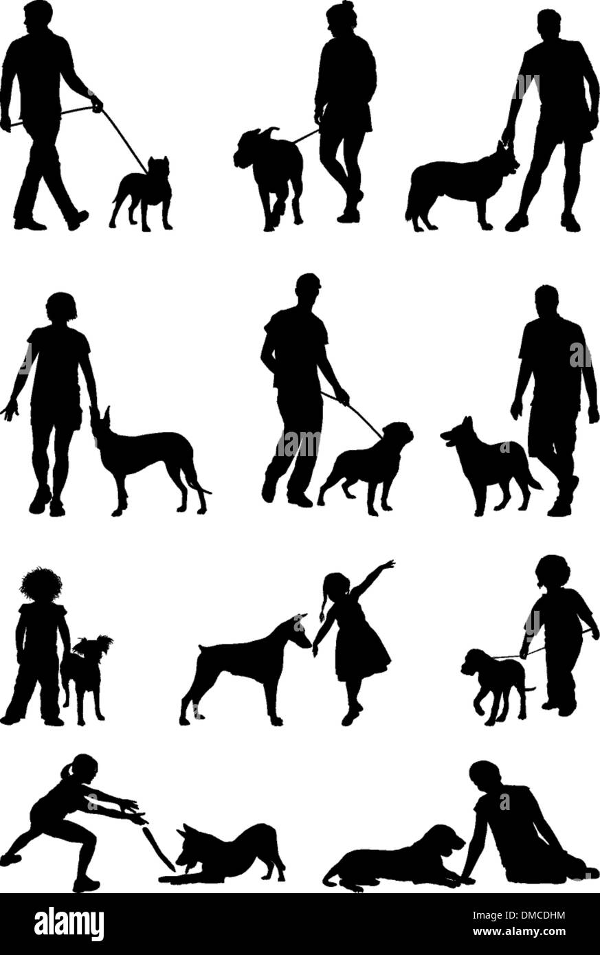 People and dog Stock Vector