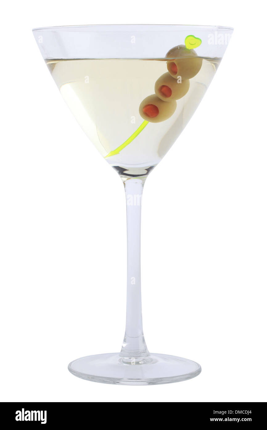 Martini Bianco with olives in a isolated on white Stock Photo Alamy
