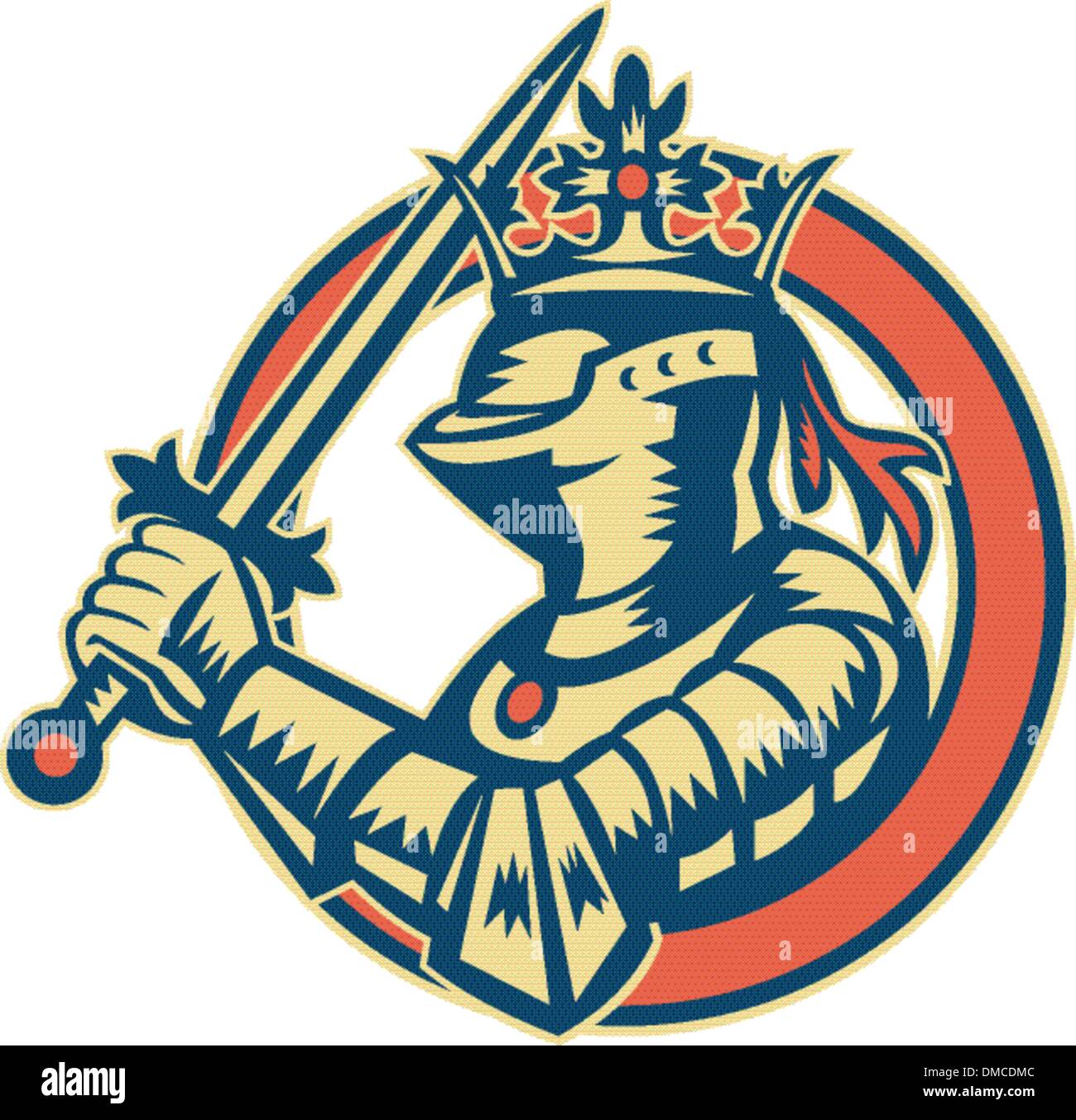 Knight Full Armor With Sword Retro Stock Vector Image & Art - Alamy