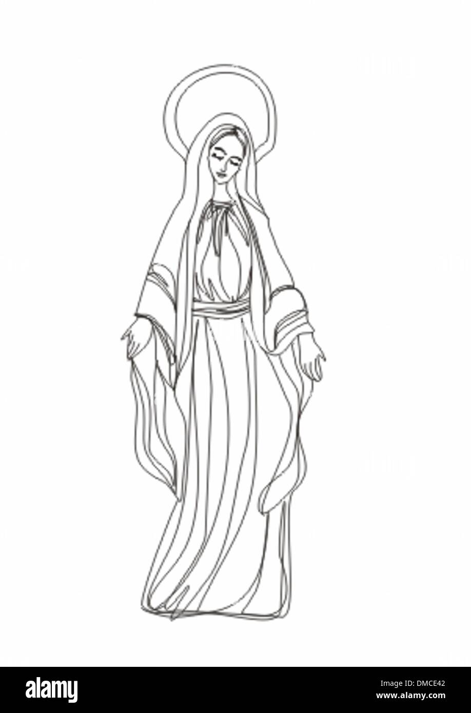 Virgin Mary Drawing Black And White