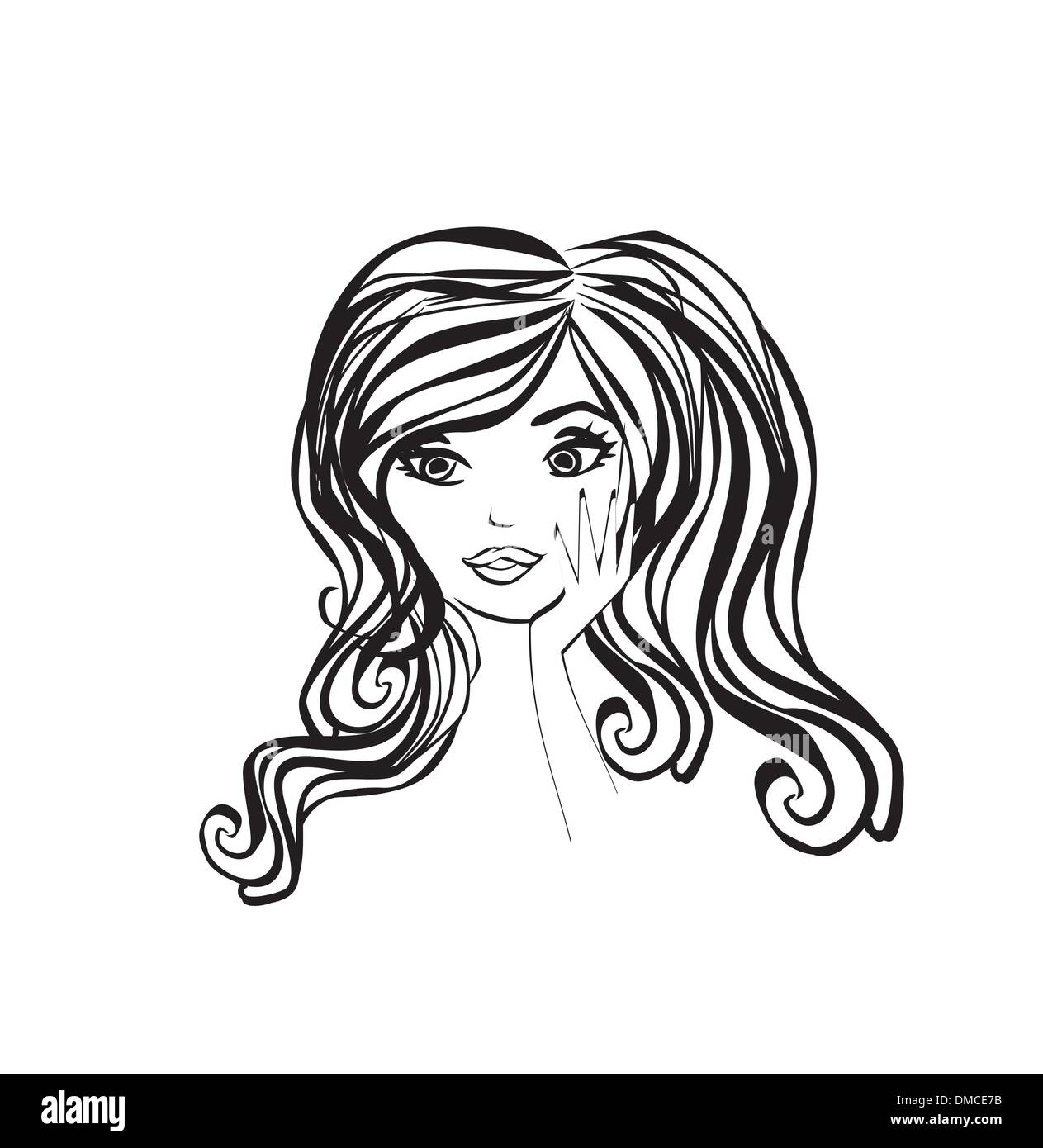 Abstract Beautiful Woman doodle Portrait Stock Vector Image & Art - Alamy