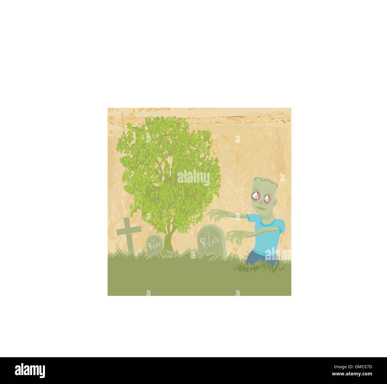 zombie  coming out of his grave Stock Vector