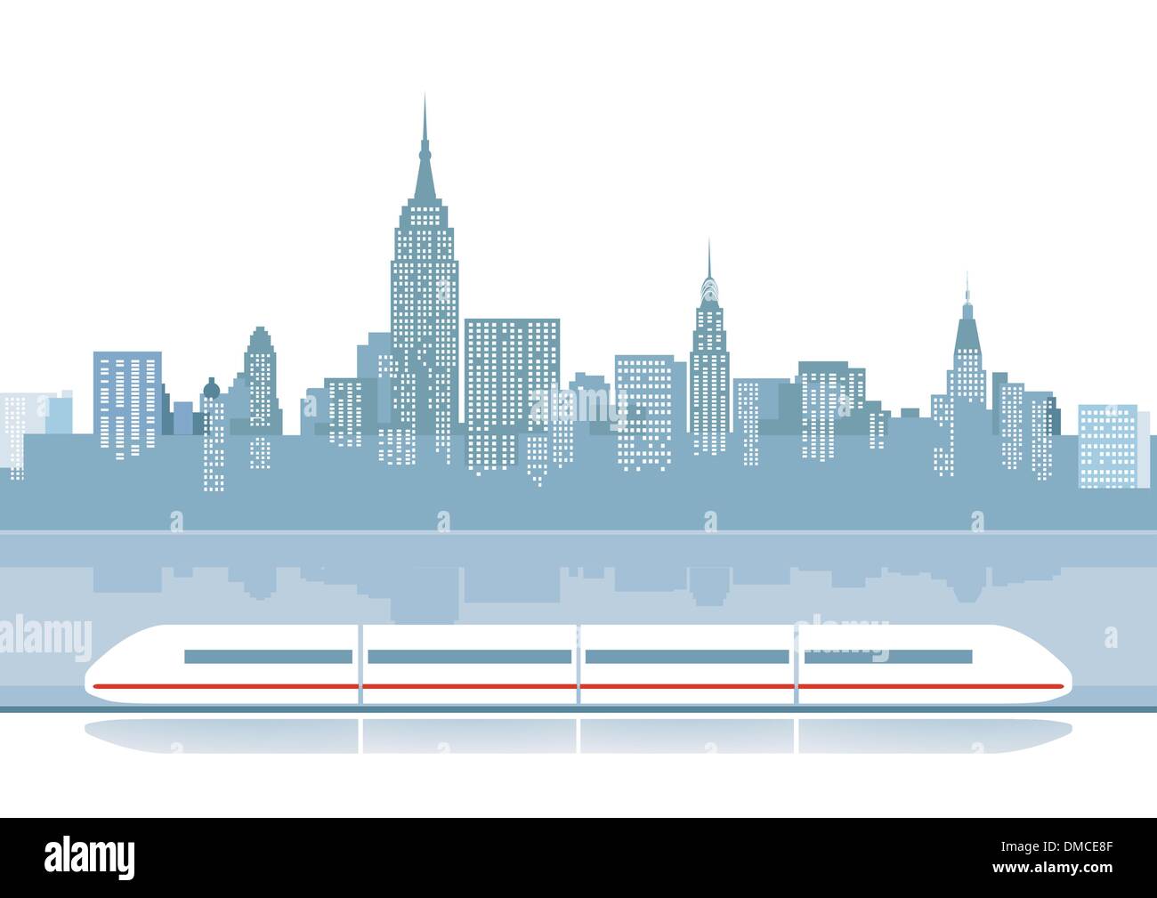Express train from the city backdrop Stock Vector