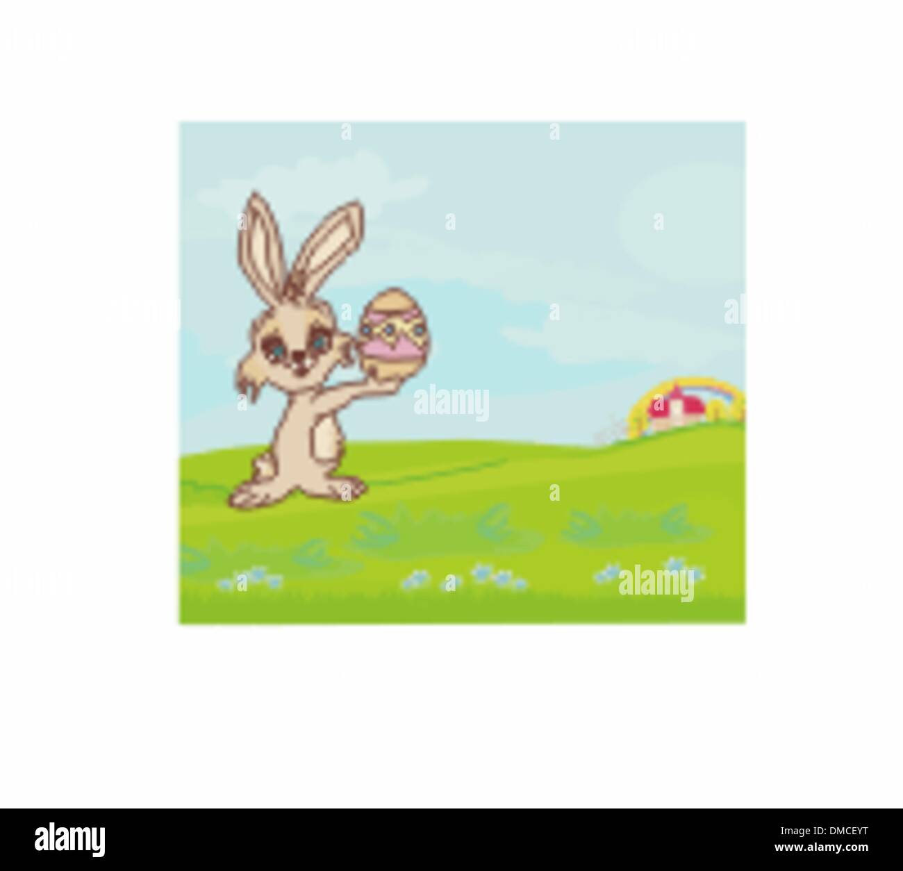 Illustration of happy Easter bunny carrying egg Stock Vector Image ...
