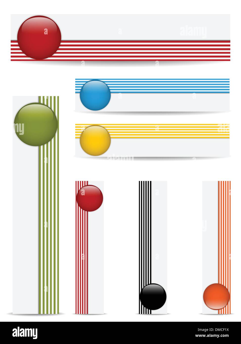 Glossy web buttons with colored bars. Stock Vector