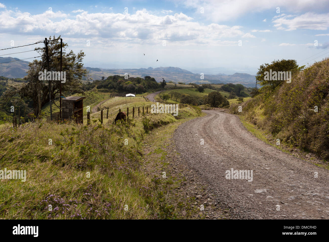 Rolling farm country in central Costa Rica. Stock Photo