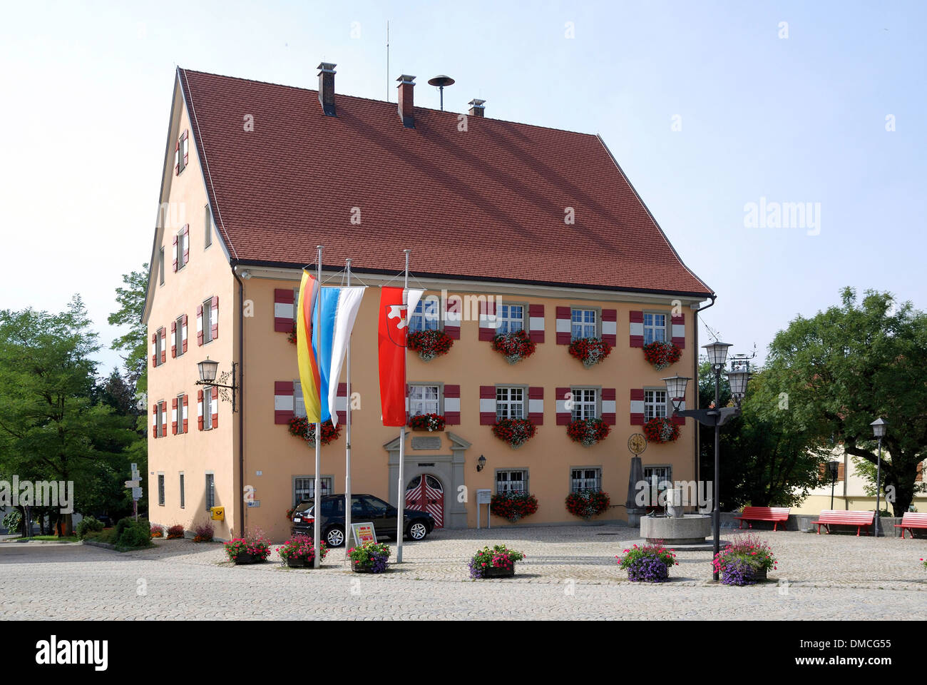 Town hall of Weiler in the Allgaeu. Stock Photo