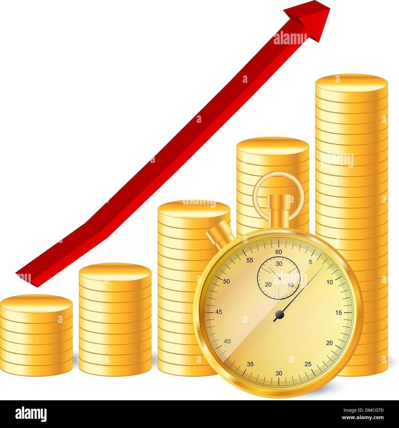 stopwatch with coins and arrow Stock Vector Image & Art - Alamy