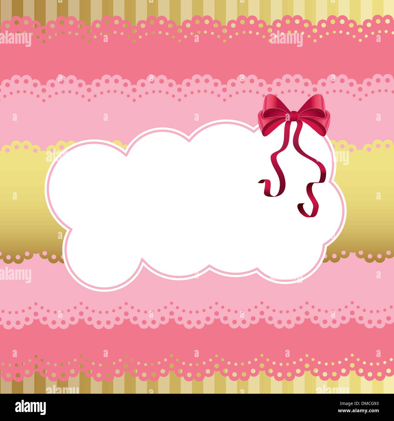 Birthday card with lace and bow Stock Vector