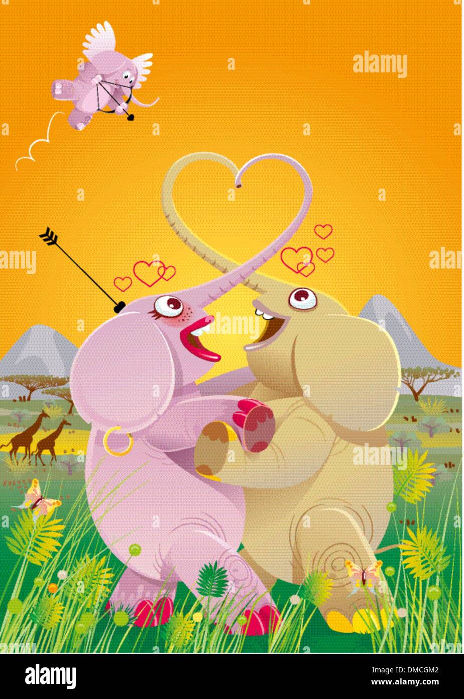 Love dance of elephants Stock Vector Image & Art - Alamy