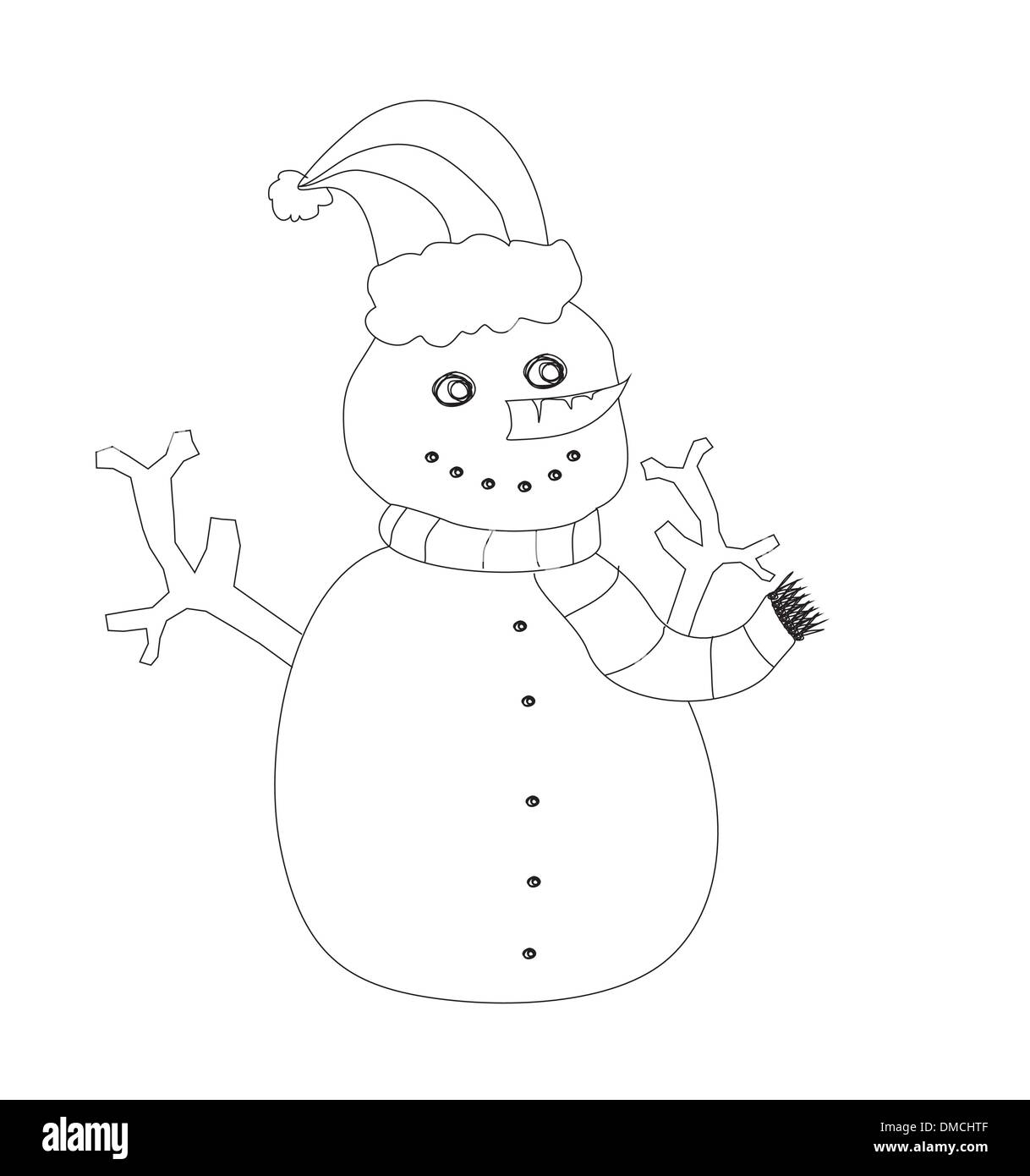 Snowman cartoon vector illustration Black and White Stock Photos ...
