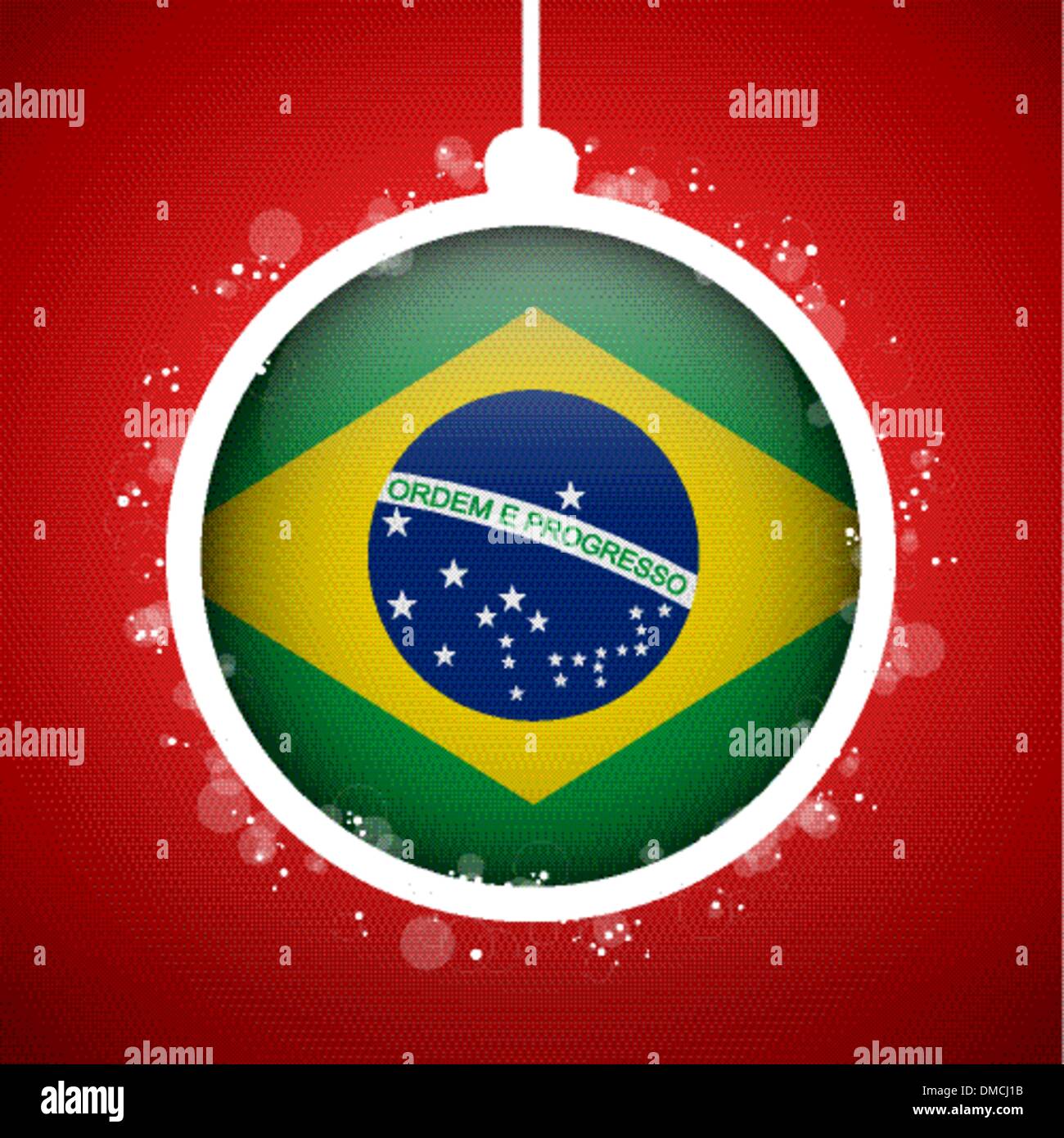 Merry Christmas Red Ball with Flag Brazil Stock Vector Image & Art Alamy