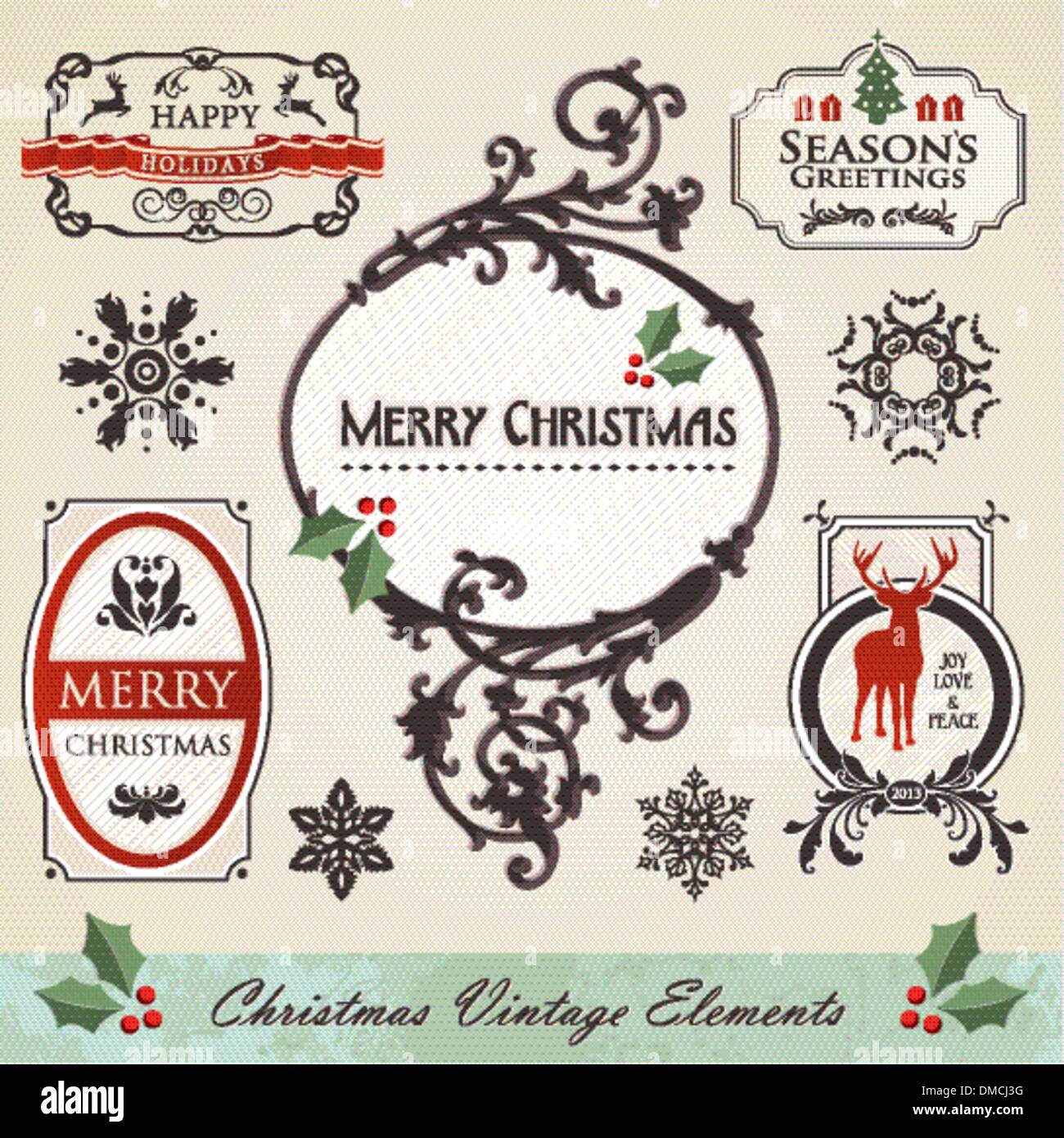 Vintage christmas elements set Stock Vector Image & Art - Alamy