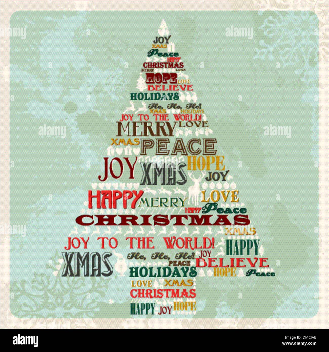 Vintage merry christmas concept tree Stock Vector