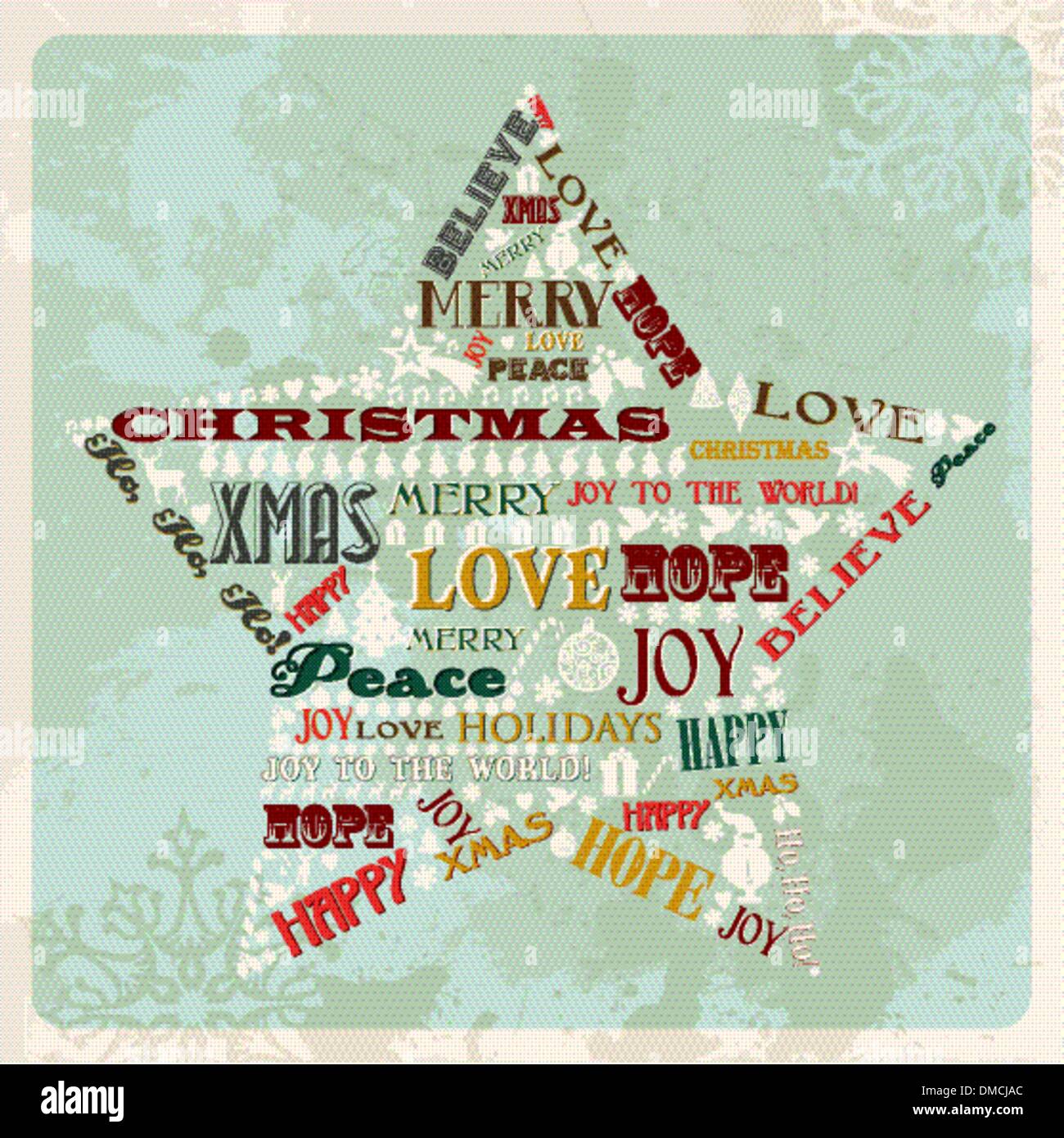Vintage merry christmas concept star Stock Vector