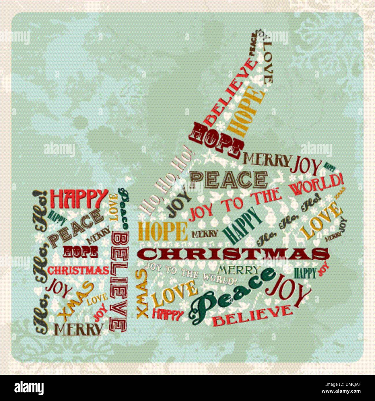 Vintage merry christmas concept hand Stock Vector