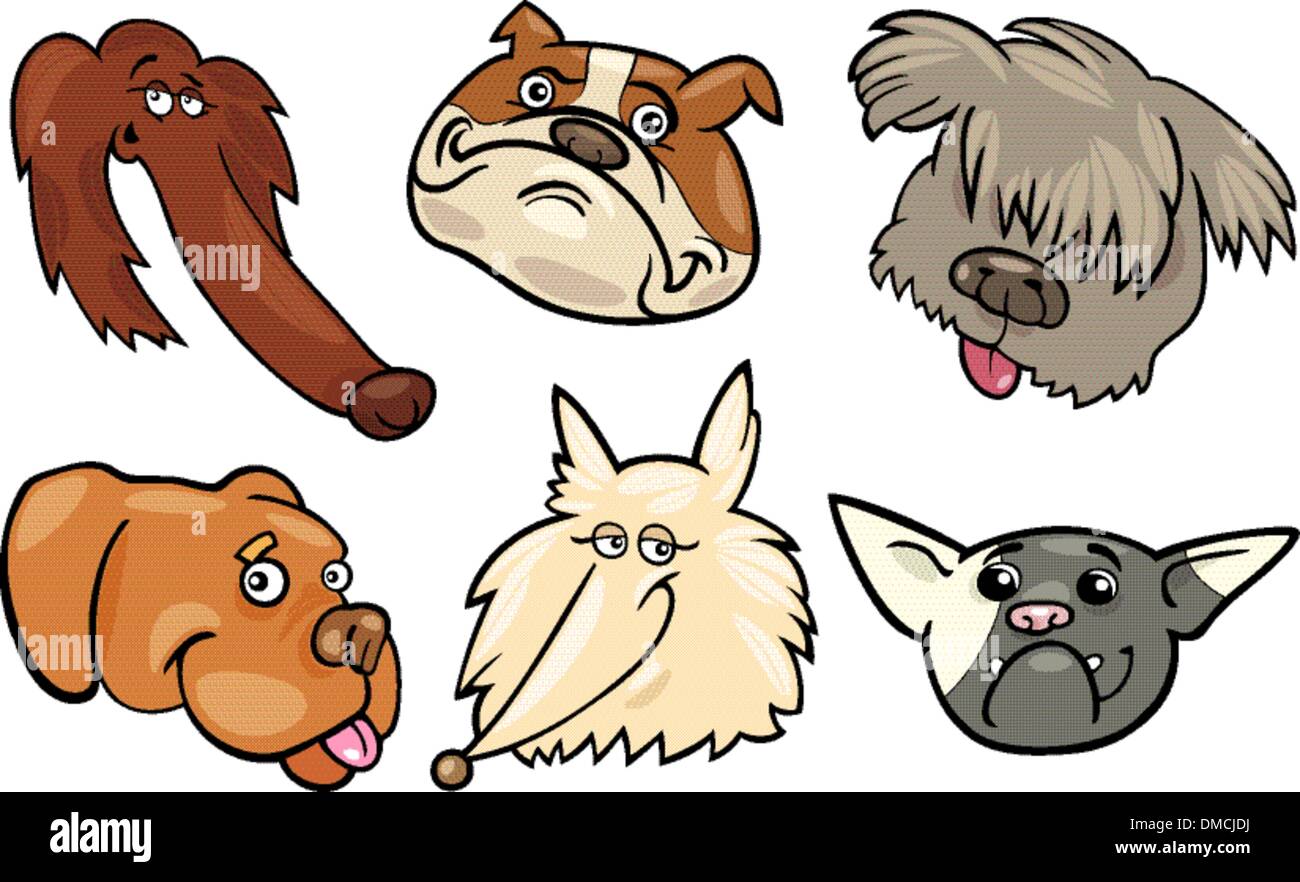 Cartoon funny dogs heads set Stock Vector Image & Art - Alamy