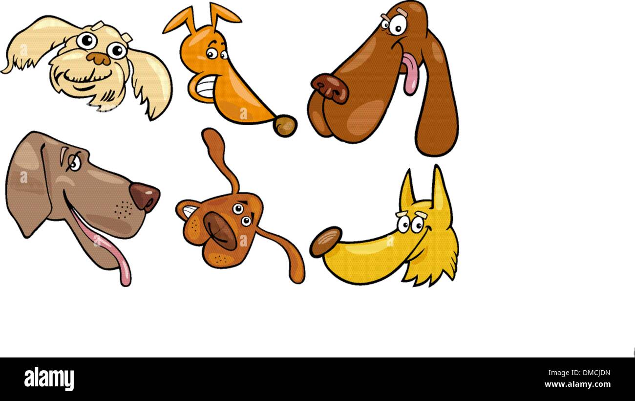 Cartoon happy dogs heads set Stock Vector Image & Art - Alamy