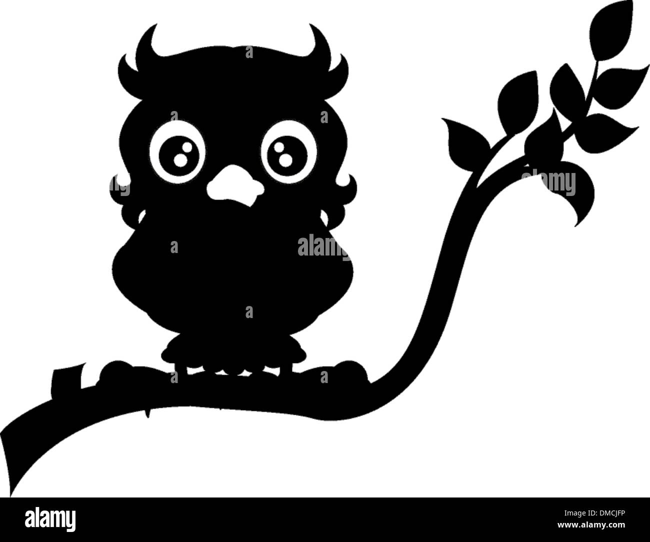 owl cartoon silhouette Stock Vector