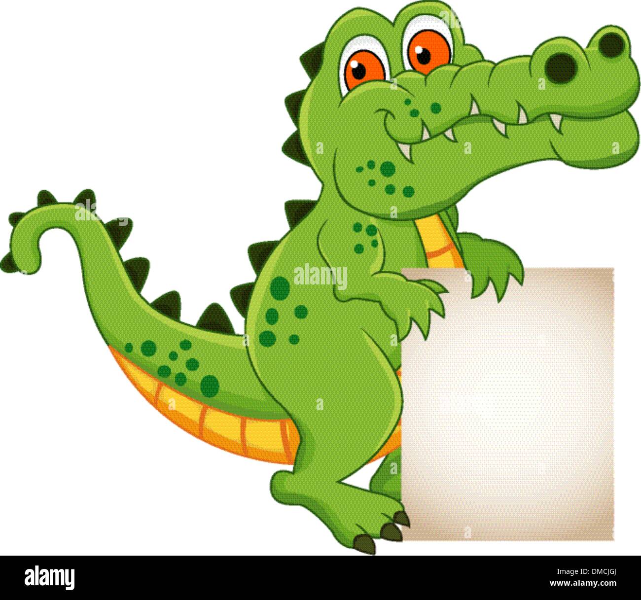 crocodile cartoon with blank sign Stock Vector
