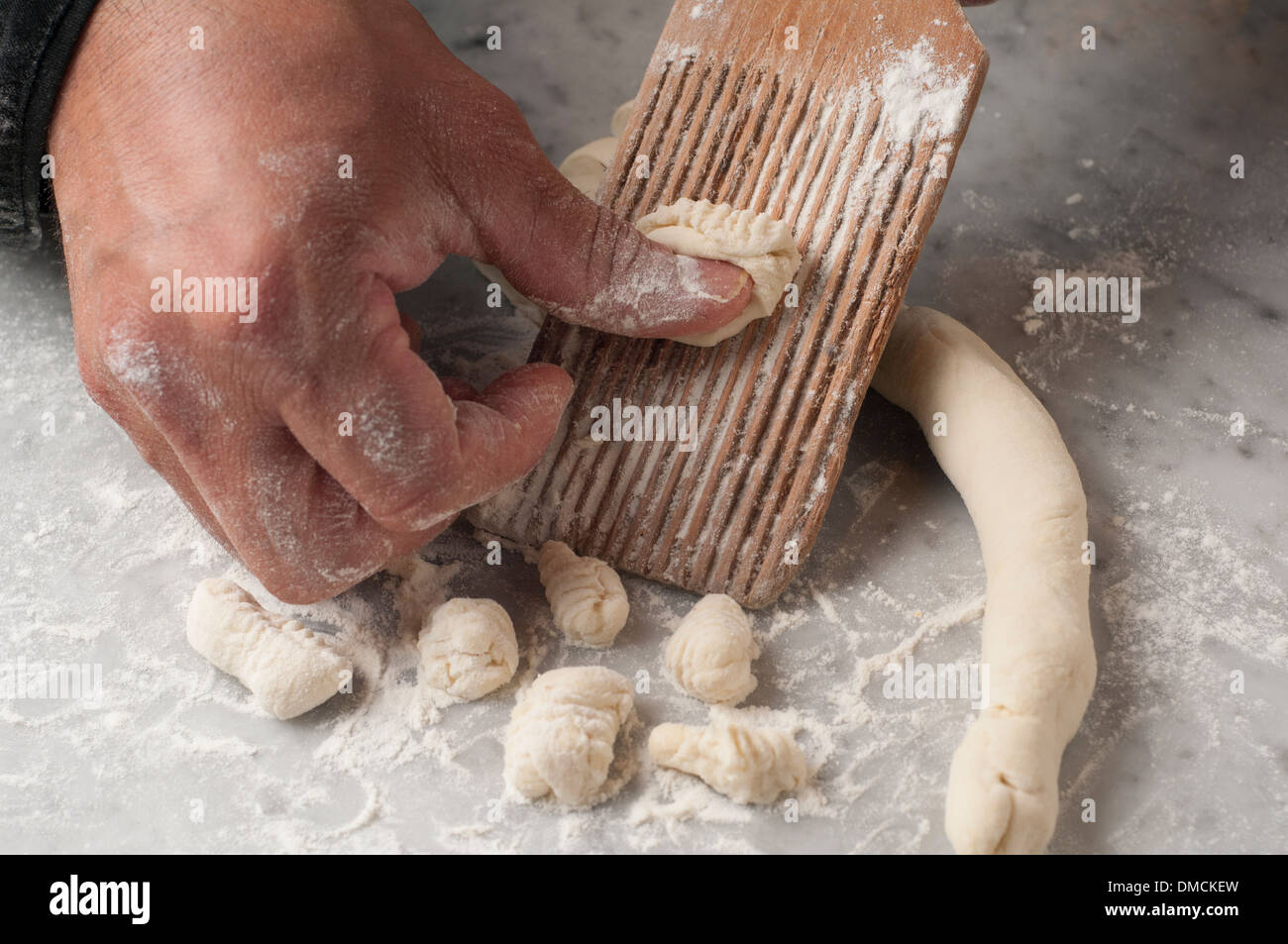 fresh pasta manual production Stock Photo