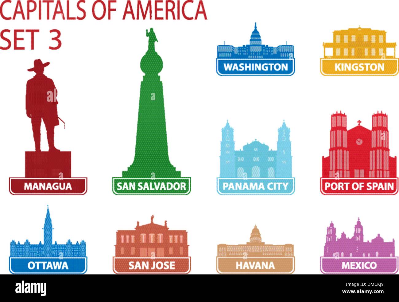 Capitals of America Stock Vector