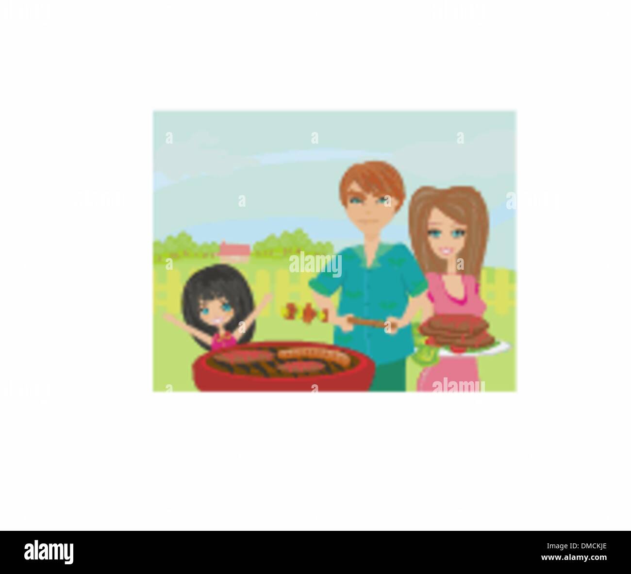 A vector illustration of a family having a picnic in a park Stock Vector