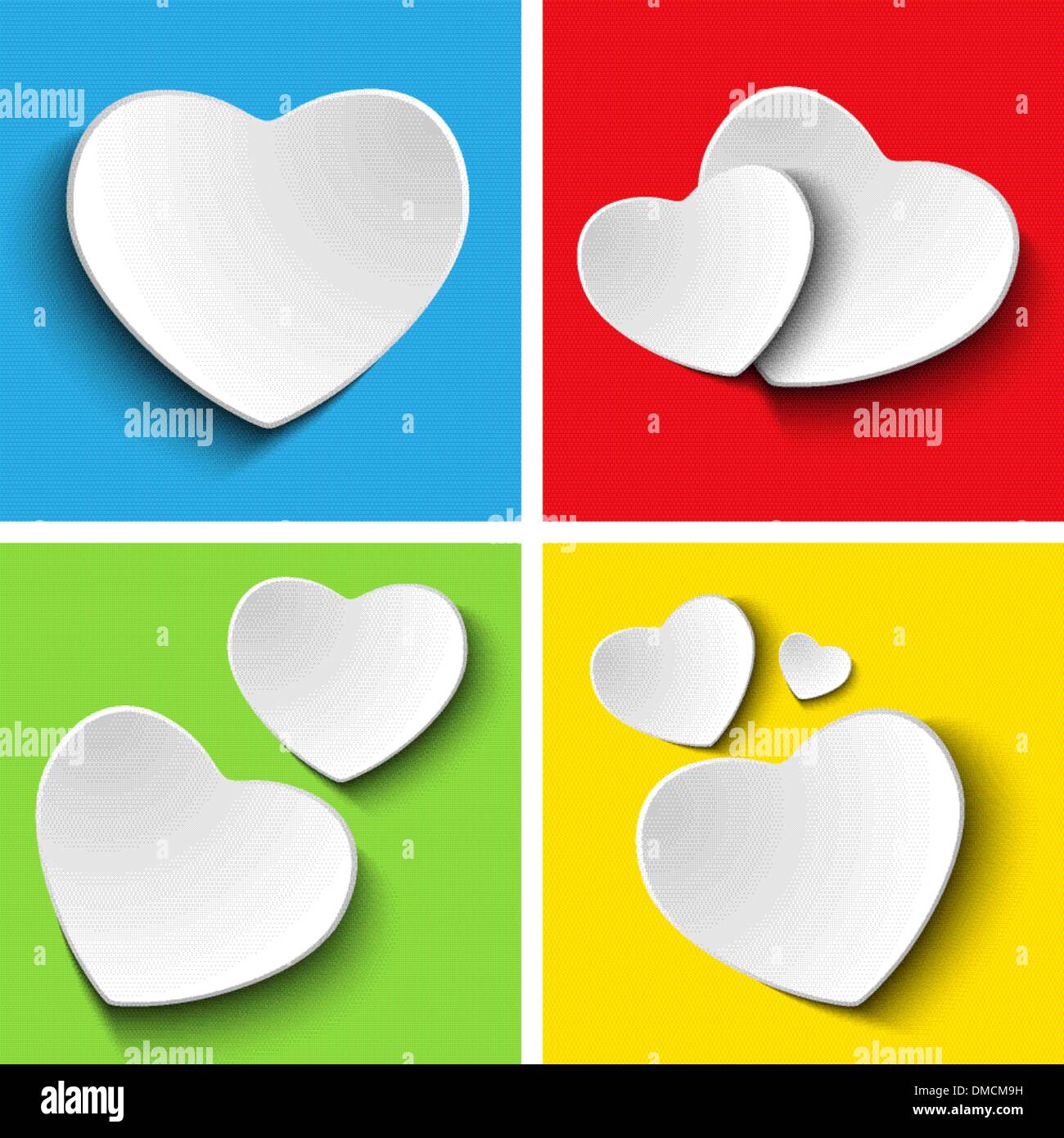 Valentines Day Set of Four Colorful Squares Stock Vector