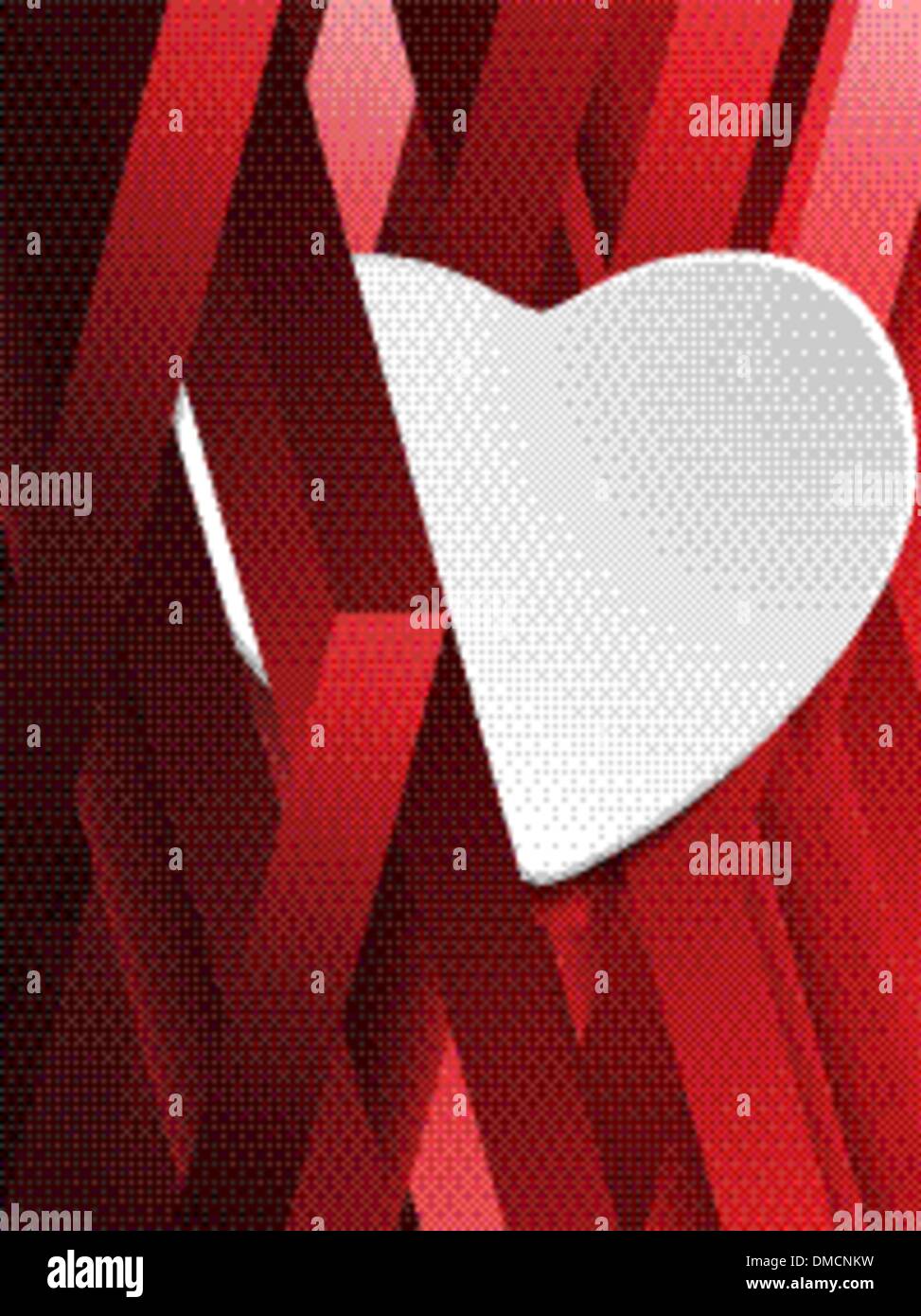 Hidden White Heart on Geometric Red Background Stock Vector