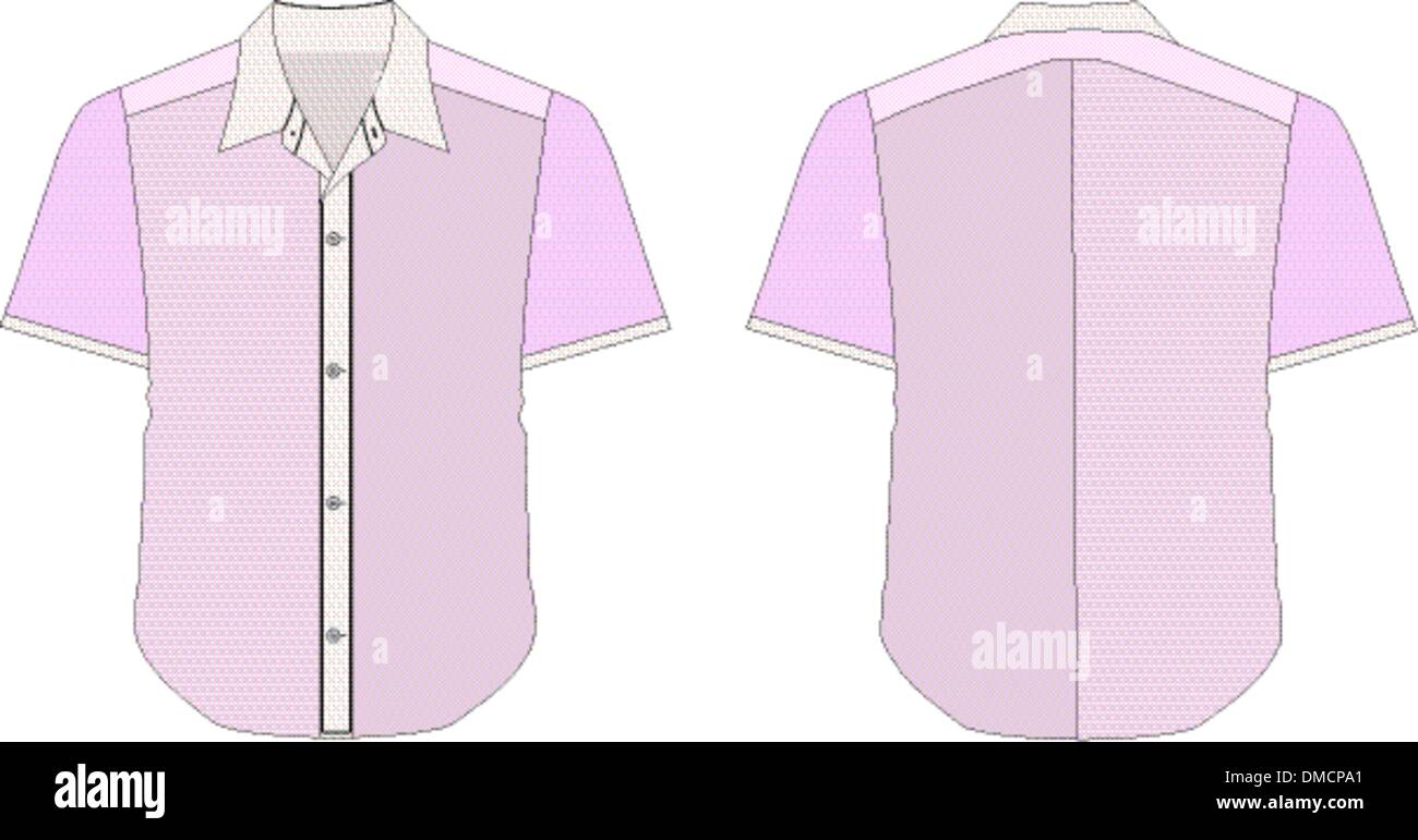 Collar Dress Shirt In Pink Violet Color Tones Stock Vector